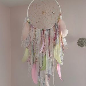Handmade pastel rainbow dream catcher